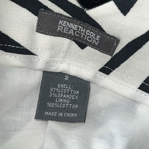 KENNETH COLE REACTION - SIZE 2 BLACK & WHITE LINED MINI SKIRT EUC - Picture 9 of 12